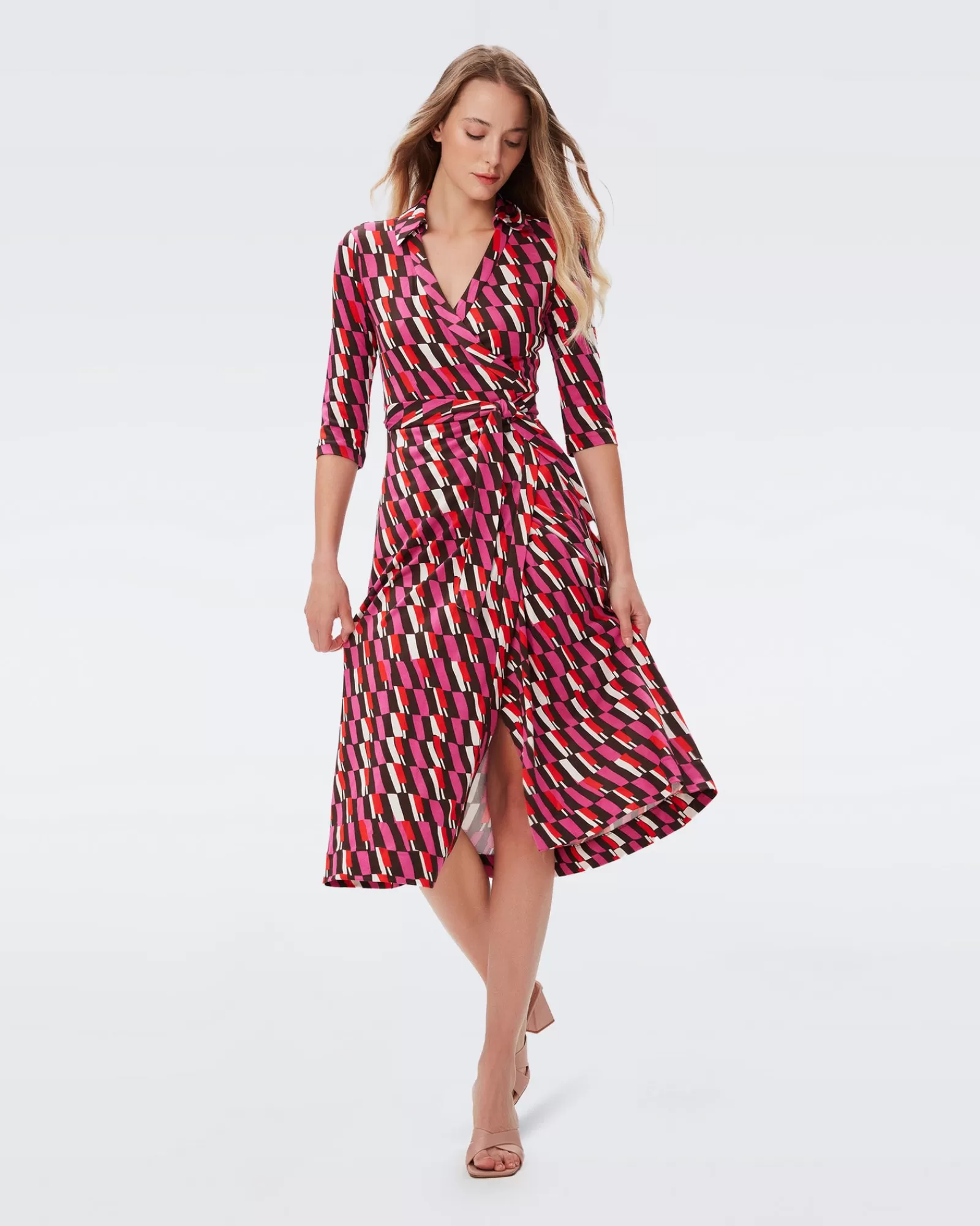 Diane von Furstenberg Abigail Zijden Jersey Midi-Wikkeljurk-Vrouwen Midi-Jurken