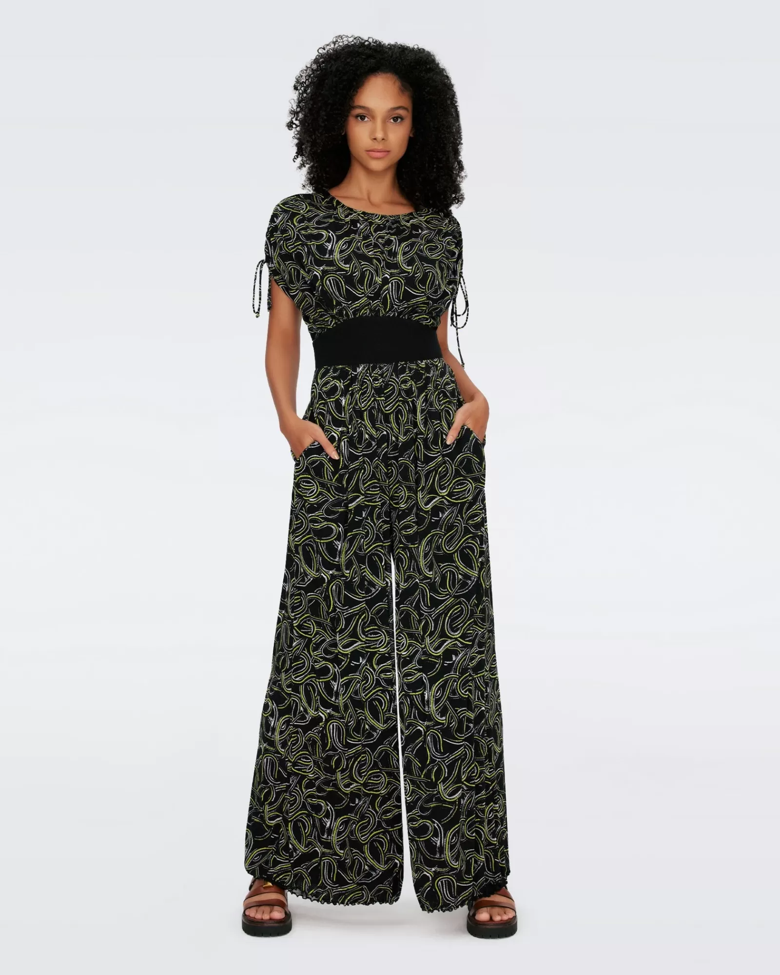 Diane von Furstenberg Andra Mesh-Jumpsuit-Vrouwen Zwarte Jurken