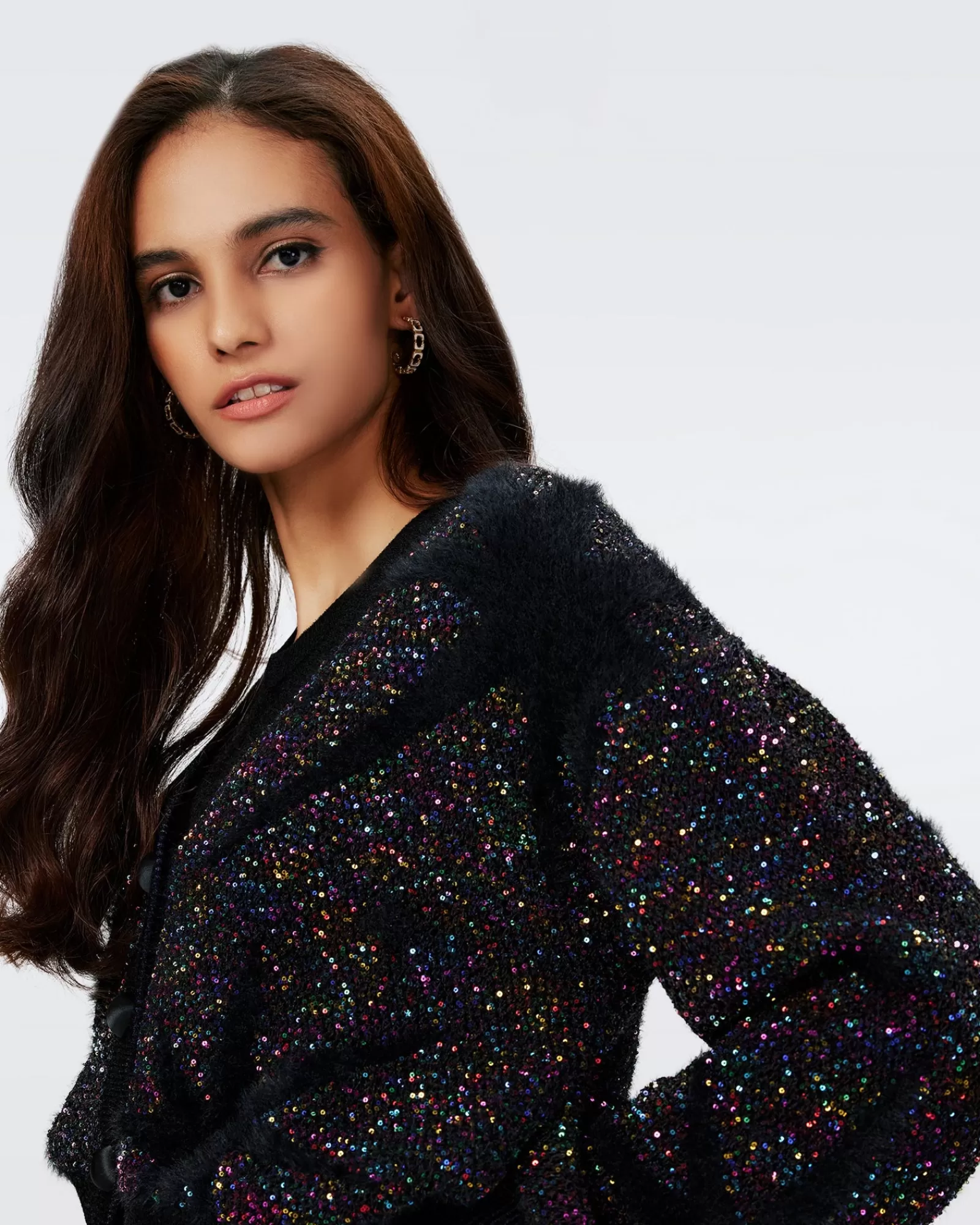 Diane von Furstenberg Aridina Jacquard Vest Met Pailletten-Vrouwen Zwarte Jurken