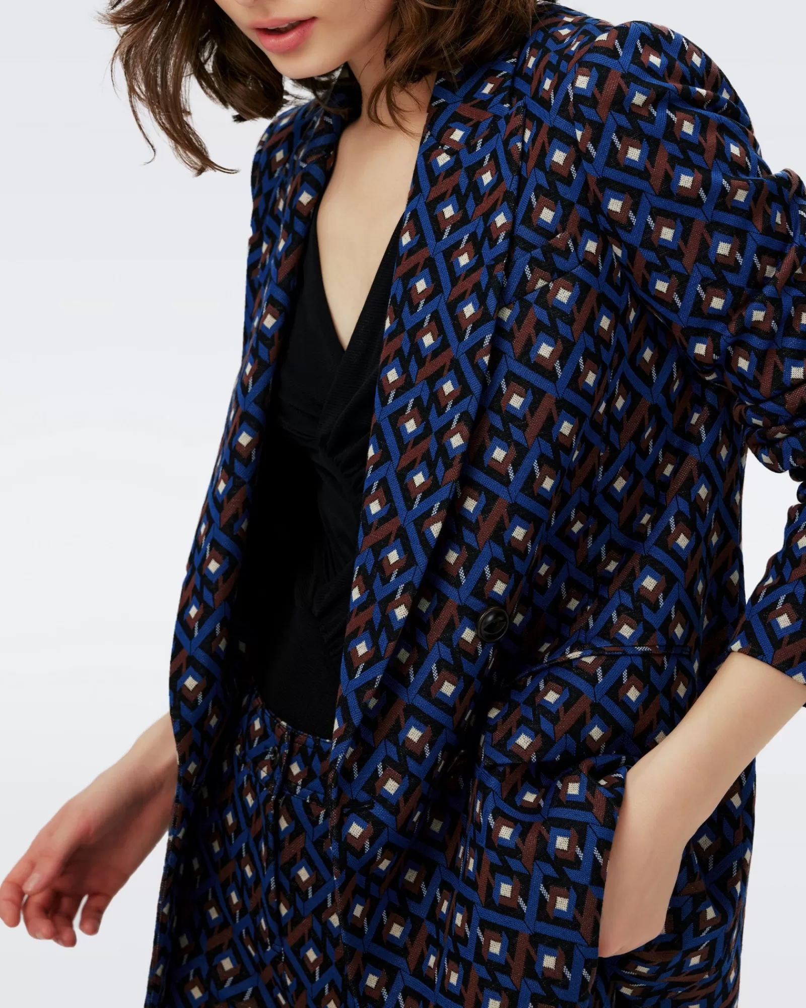 Diane von Furstenberg Bien Gebreide Jacquardblazer-Vrouwen Allemaal Gescheiden