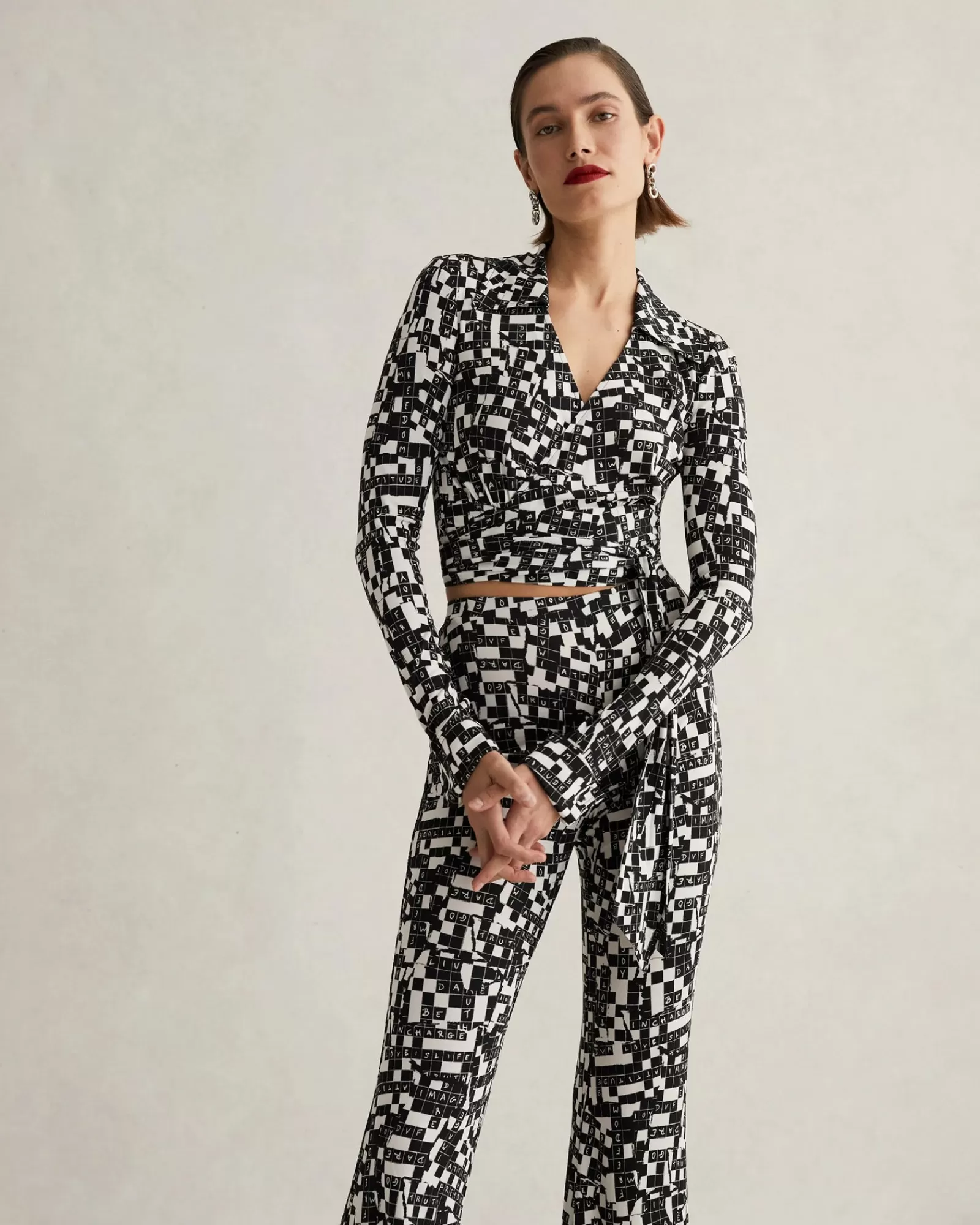 Diane von Furstenberg Brooklyn Broek In Kleine Dvf 50E Kruiswoordraadsel Zwart-Vrouwen Zwarte Jurken