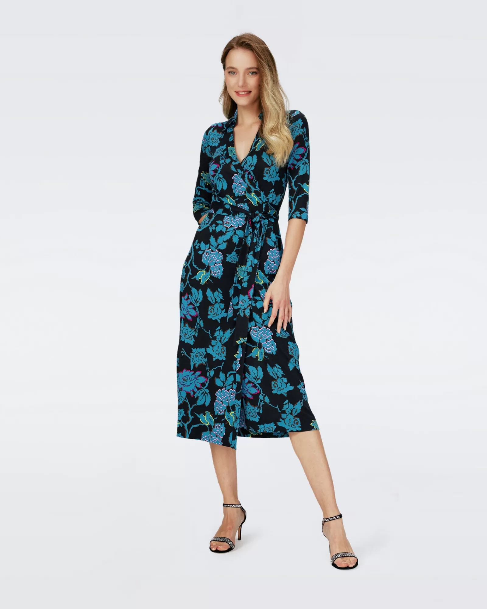 Diane von Furstenberg Dvf Abigail Midi-Jurk In China Vine Blk Med-Vrouwen Midi-Jurken