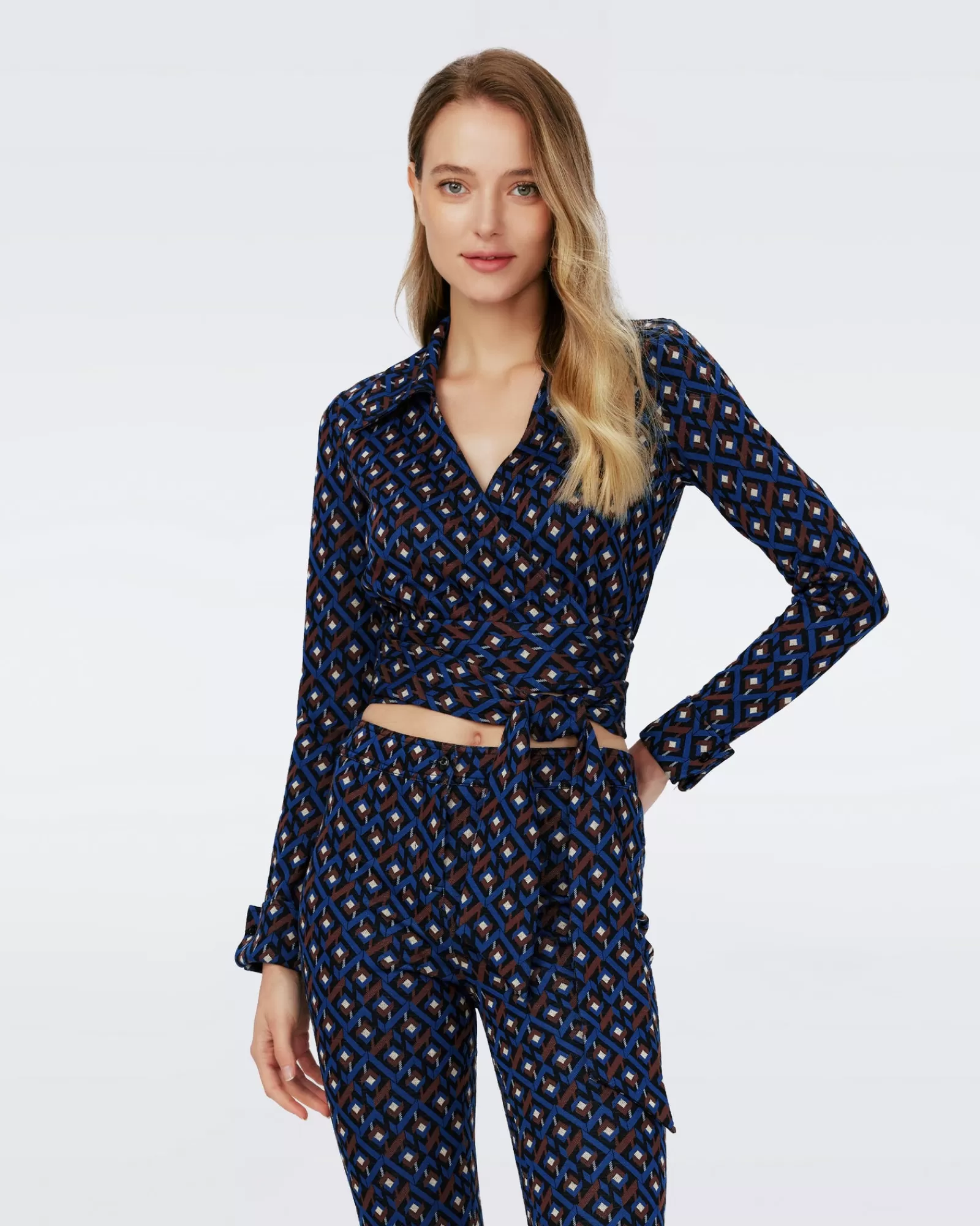 Diane von Furstenberg Dvf Bobbie Two Top In Tarot Maze Oceaanblauw-Vrouwen Allemaal Gescheiden