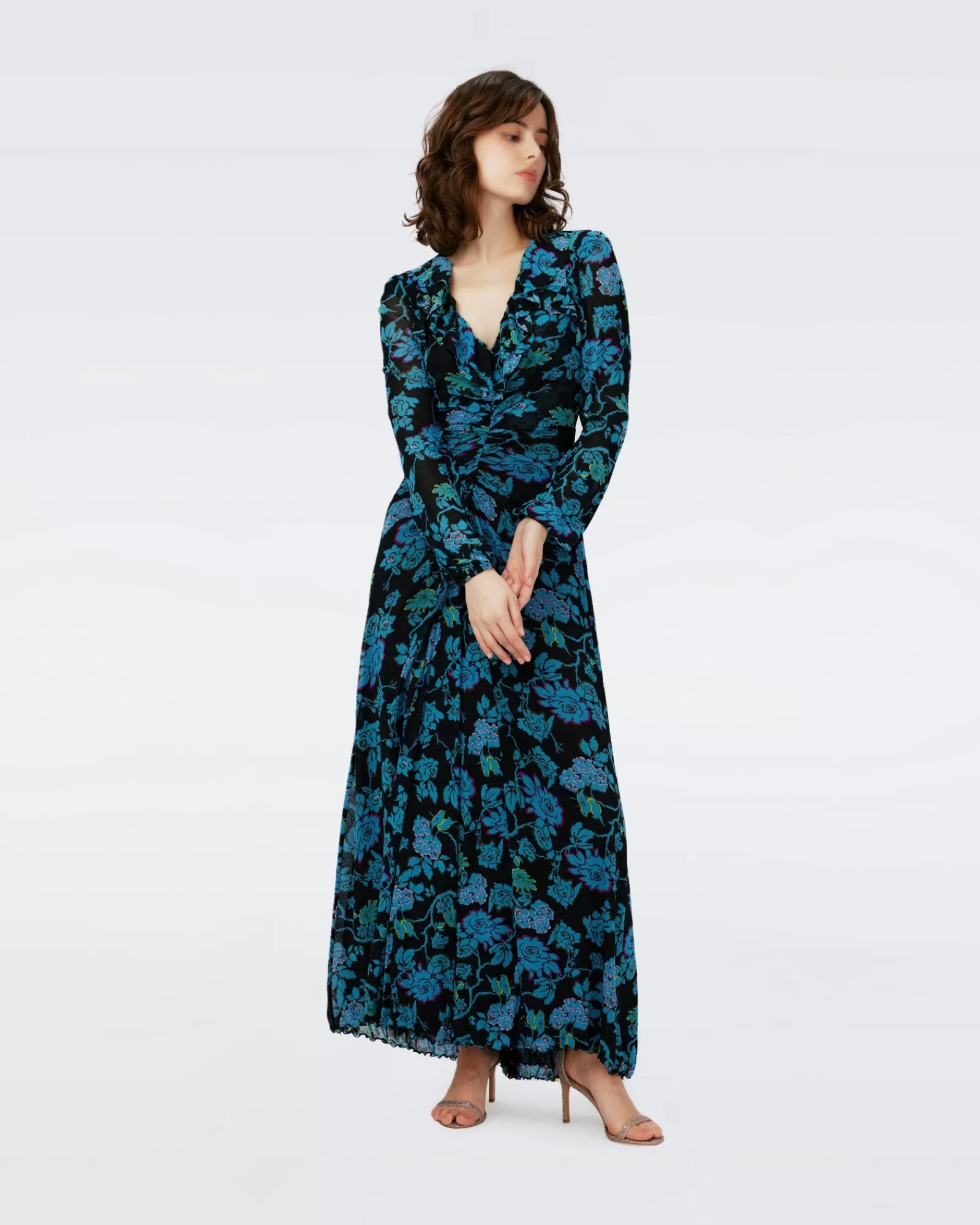 Diane von Furstenberg Dvf Sean-Jurk In China Vine Blk Med-Vrouwen Maxi-Jurken