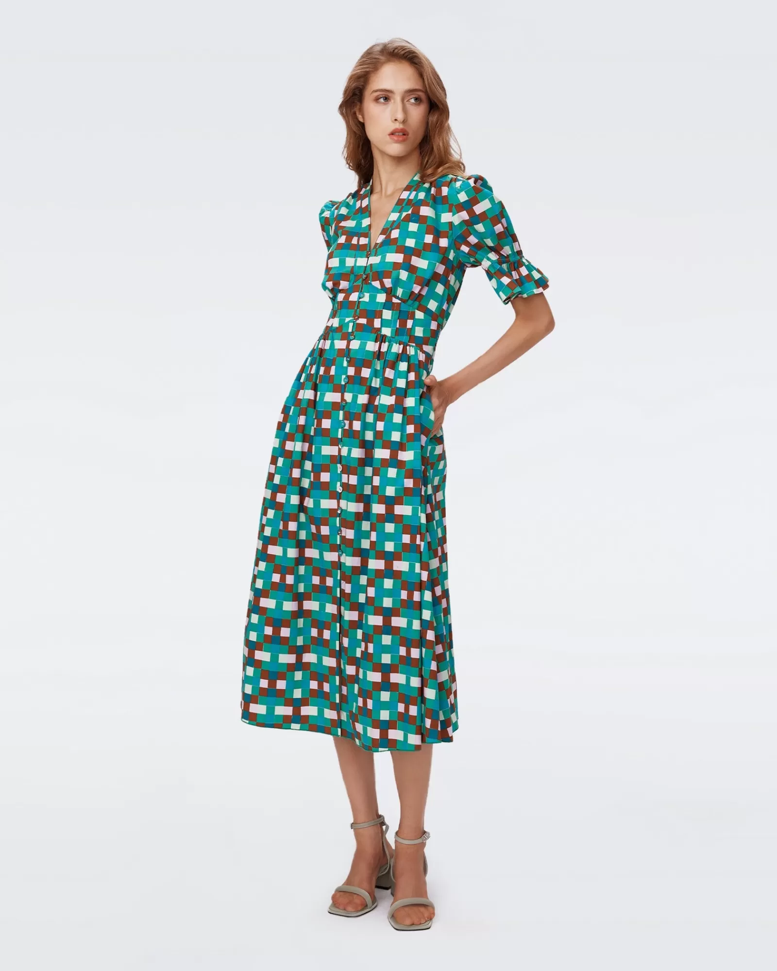 Diane von Furstenberg Erica Katoenen Jurk-Vrouwen Midi-Jurken